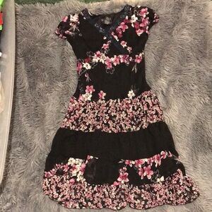 George Black and Pink Floral Kids Dress